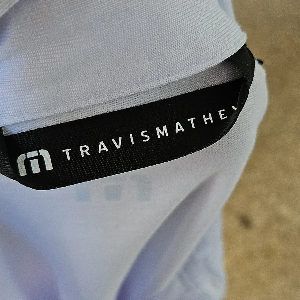 Travis Mathew Tropical Golf Polo Shirt Size XL White Cotton Blend Spanish Oaks - Picture 8 of 9
